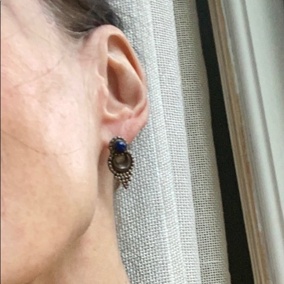 Vintage lapis sterling earrings - Picture 6 of 6